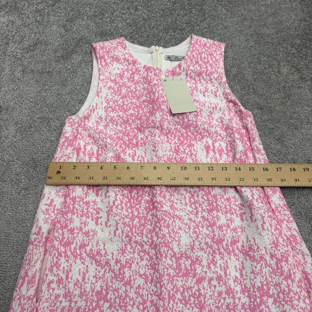 Zara Knit Patterned Midi Shift Dress Womens Small Pink White Pockets Stretch NWD - Picture 11 of 16